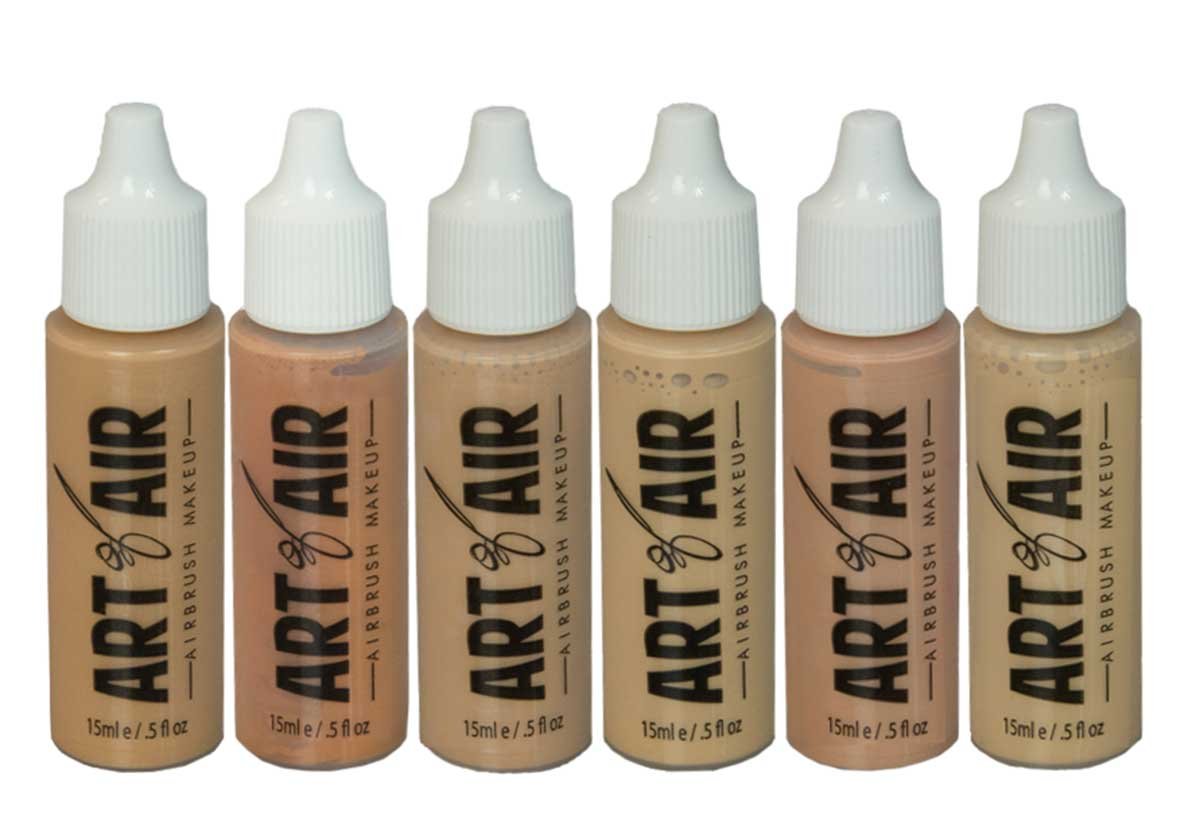 Art of Air Professional Airbrush Cosmetic Makeup System/Fair to Medium Shades 6pc Foundation Set with Blush, Bronzer, Shimmer and Primer Makeup Airbrush Kit