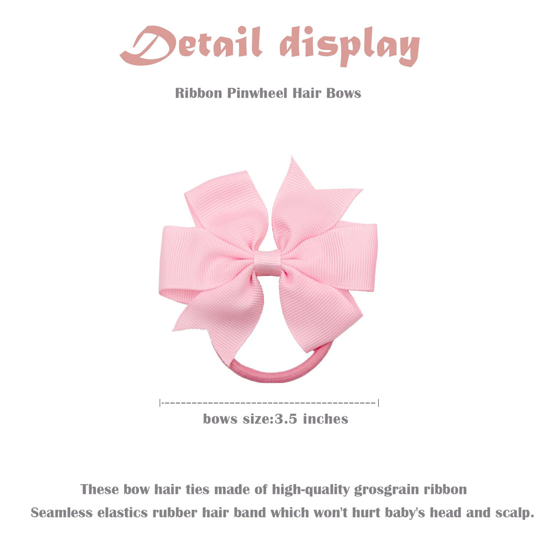 40Pcs Baby Girls 3.5'' Boutique Grosgrain Ribbon Hair Bows Elastic Hair Ties Ponytail Holder Hair Bands in Pairs for Girls Toddlers Kids Children Teens