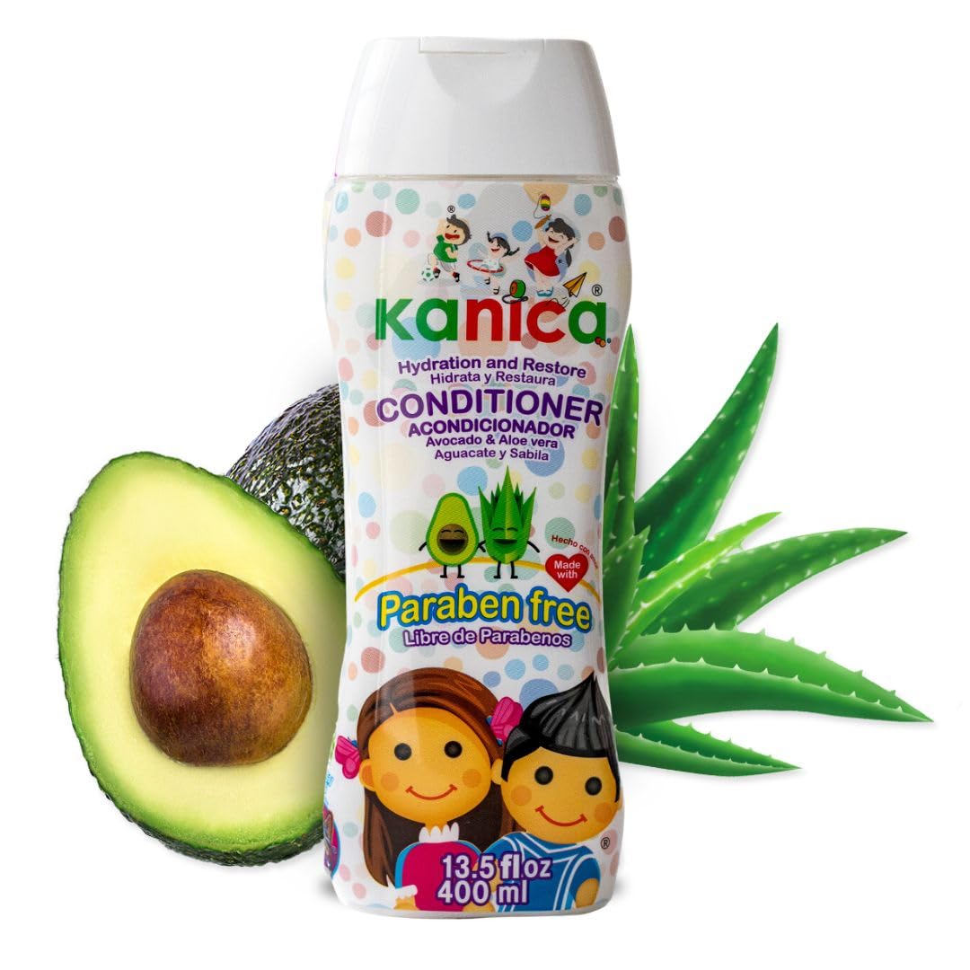 KANICA Hydrating Conditioner - Curly Hair - Kids Conditioner - Baby Hair Product -Deep Conditioner with Aloe Vera & Avocado Oil - Paraben-Free -Hair Care Conditioner - 13.5 Fl Oz Kids Confitioner