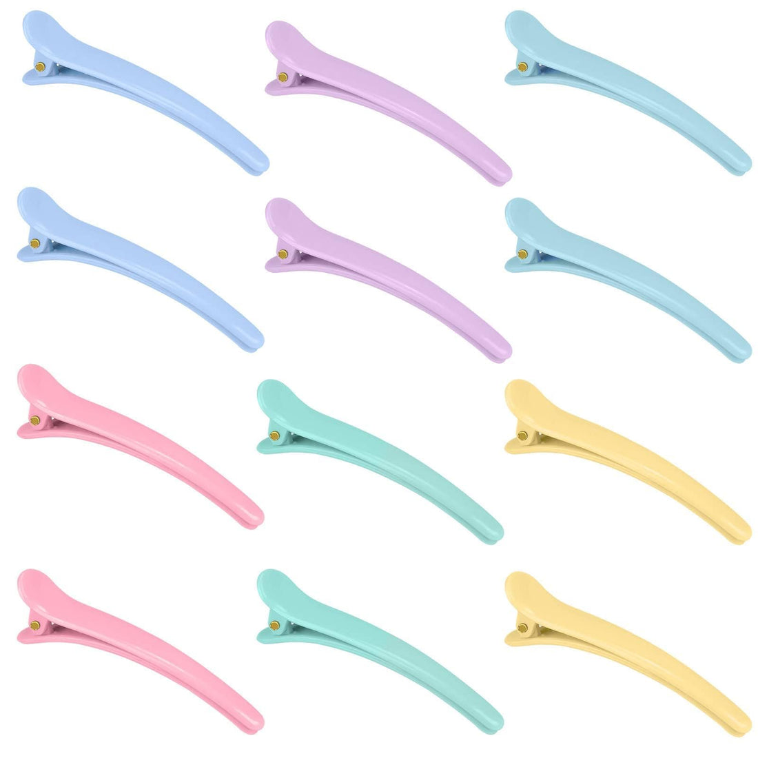 Rioa 10 Pcs Professional Multicolor Plastic Duck Teeth Bows Hair Clips Hairdressing Salon Hair Grip Crocodile DIY Accessories Hairpins-rubberized Non-slip Chic Styling Claw Hair Barrettes