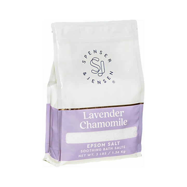 Spenser & Jensen Calming Lavender & Chamomile Epsom Bath Salts | Soothing & Relaxing Bath Soak for Body Wellness & Sore Muscle Relief, 3 LB (Pack of 1)