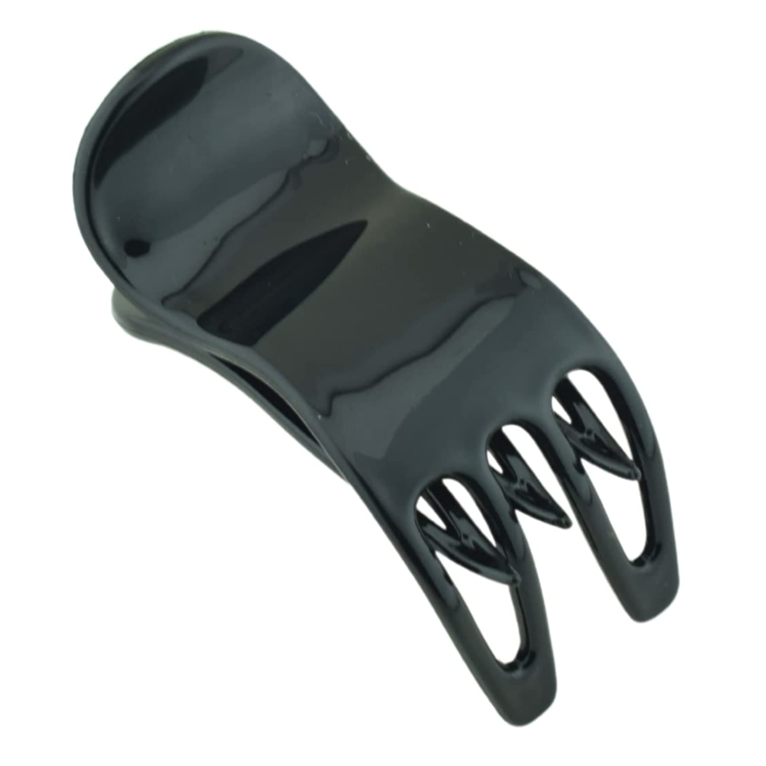 Parcelona French Simply Bear Paw Black Celluloid Medium Side Slide In Jaw Yoga Hair Claw Clip Clamp