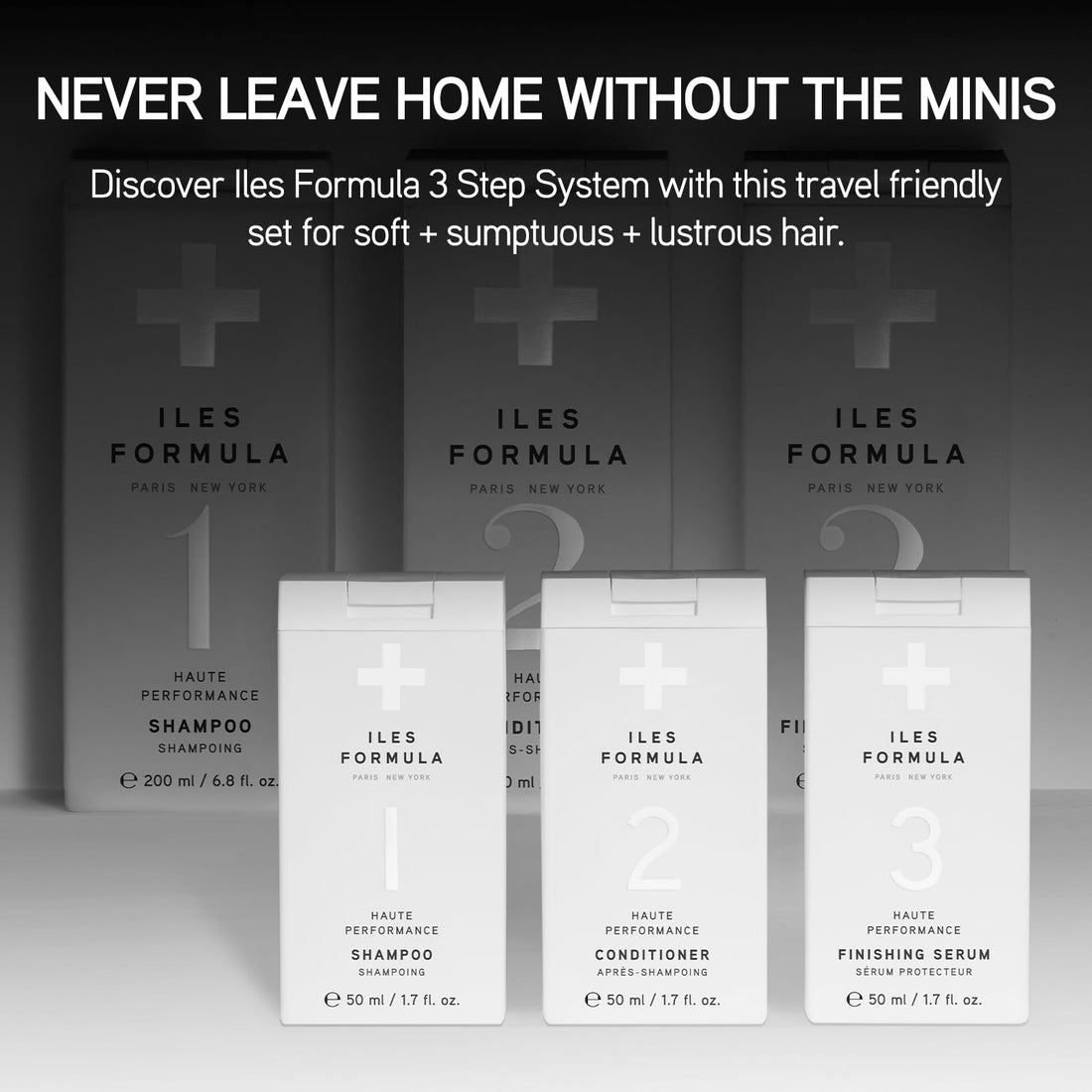 Iles Formula Limited Travel Edition Hair Care Set with Mini Shampoo, Conditioner, Finishing Serum, Comb, & Absorbent Turban Hair Towel, Travel-Friendly