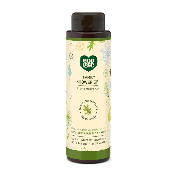 100% Vegan Shower Gel Made With Cucumber, Spinach And Parsley For Babies, Kids, Men And Women Natural Body Wash- Sulfate, Cruelty And Paraben Free From 6 Months Age - 17.6 Oz