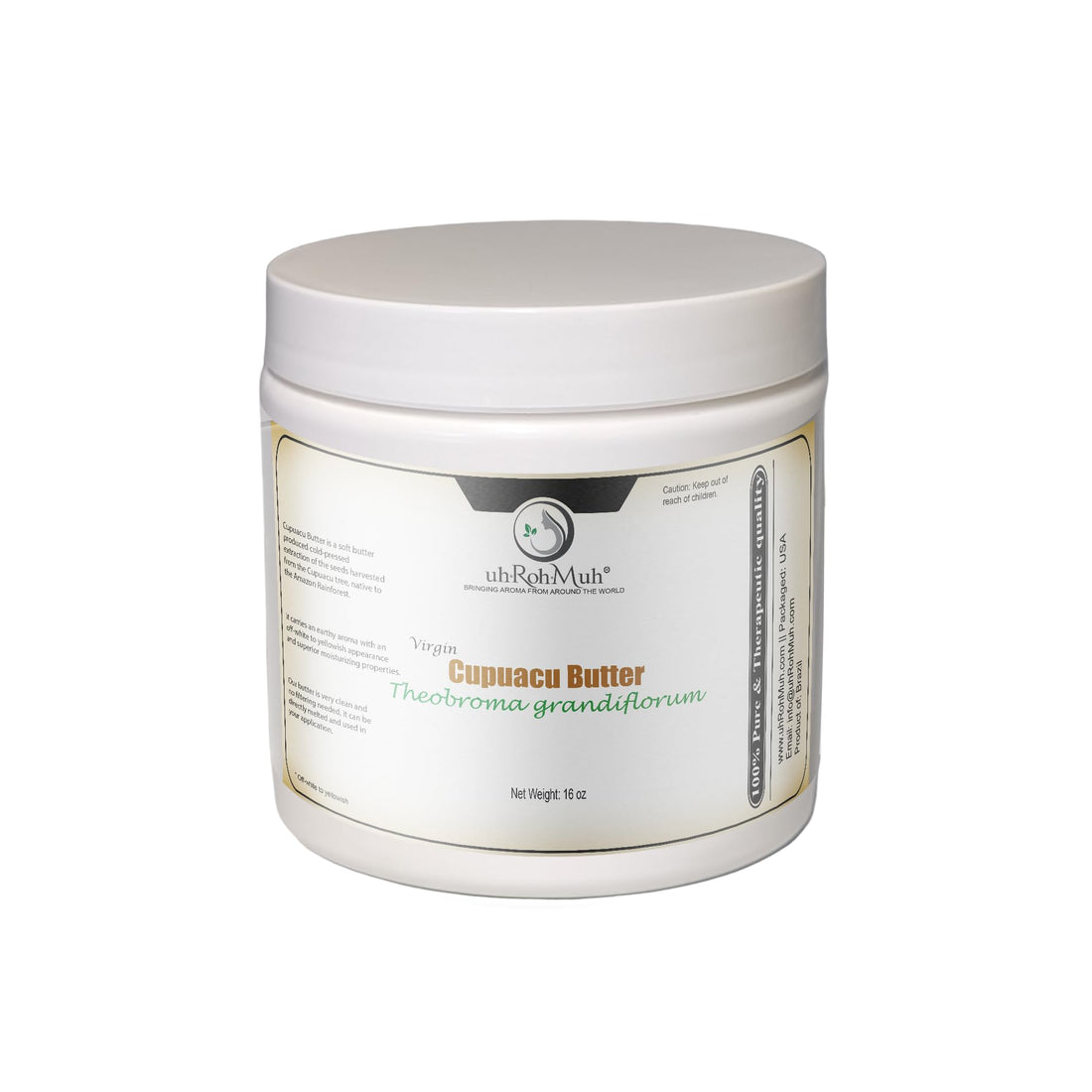 uh*Roh*Muh 100% Pure Virgin 16 Oz Cupuacu Butter from Brazil - Unrefined, Ultra-Moisturizing & Nourishing for Skin and Hair (Net wt: 0.45kg / 1 lb)