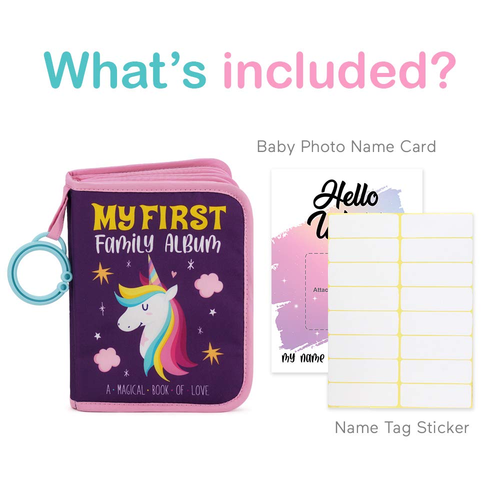 Urban Kiddy™ Baby's My First Family Album | Soft Photo Cloth Book Gift Set for Newborn Toddler & Kids (Unicorn)