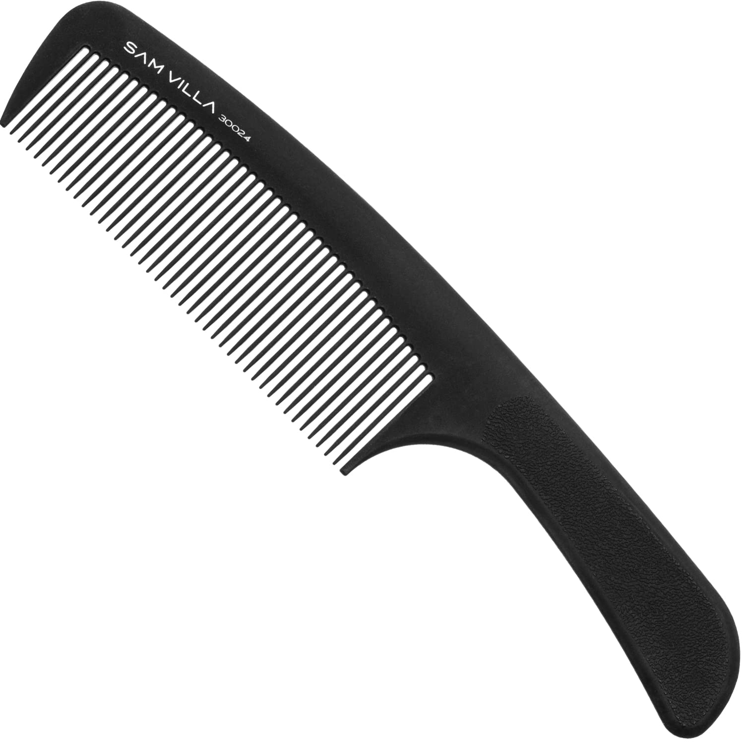 Sam Villa Signature Series Professional Detailing & Taper Hair Comb With Handle, Black