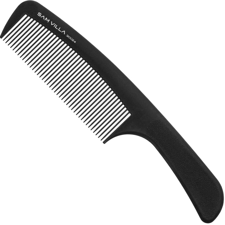 Sam Villa Signature Series Professional Detailing & Taper Hair Comb With Handle, Black
