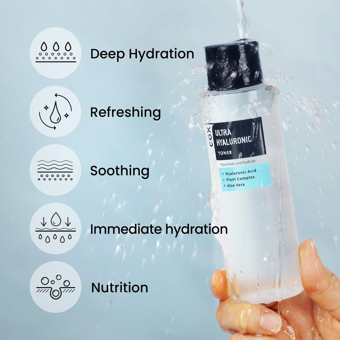 Coxir Ultra Hyaluronic Toner for Intensive Hydration 150ml(5.07 oz) | HYDRATION-14-Complex| Paraben Free, Cruelty Free, Korean Skin Care