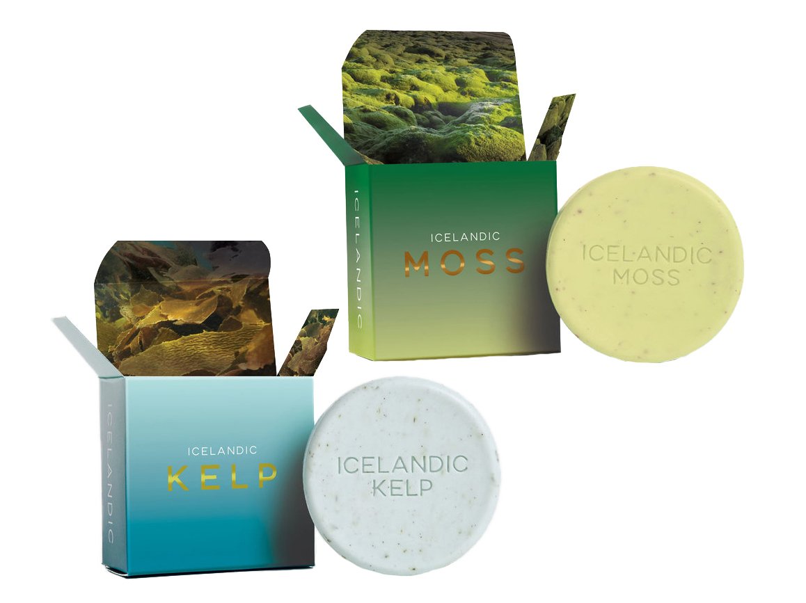 Organic Exfoliating Bars of Soap, Natural Ingredients, Assorted Scents, Icelandic Kelp & Moss, Set of.