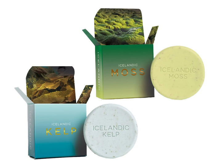 Organic Exfoliating Bars of Soap, Natural Ingredients, Assorted Scents, Icelandic Kelp & Moss, Set of.