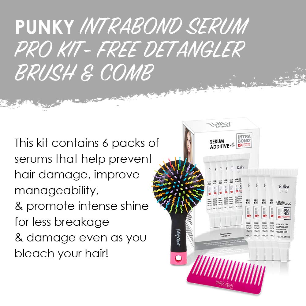 Punky Professional Serum Additive Kit with IntraBond Hair Repair Treatment – Strengthens & Protects Hair, Includes Free Detangler Brush & Comb, 6 Applications