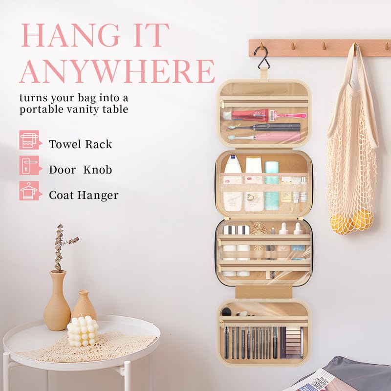 HOTOR Travel Toiletry Bag w/Hanging Hook - Spacious Toiletry Bag Essentials for Women & Men, Makeup Bag/Big Comparment, Waterproof for Travel Accessories, Medium, Navy Blue