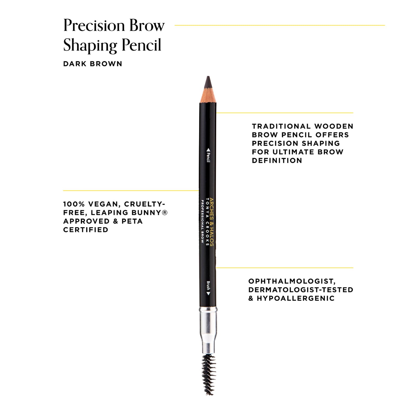 Arches & Halos Precision Brow Shaping Pencil in Dark Brown, 0.2 oz