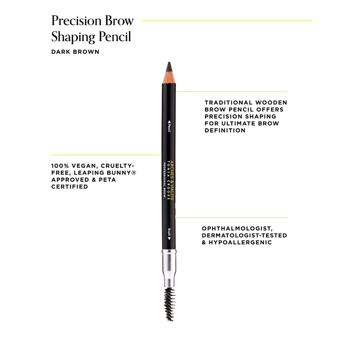 Arches & Halos Precision Brow Shaping Pencil in Dark Brown, 0.2 oz