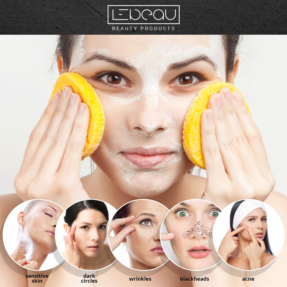 LeBeau MANNER LeBeau Compressed Facial Sponges, Face Sponges for Cleansing, 100% Natural Cellulose Facial Sponge, Professional Spa Quality Face Sponge