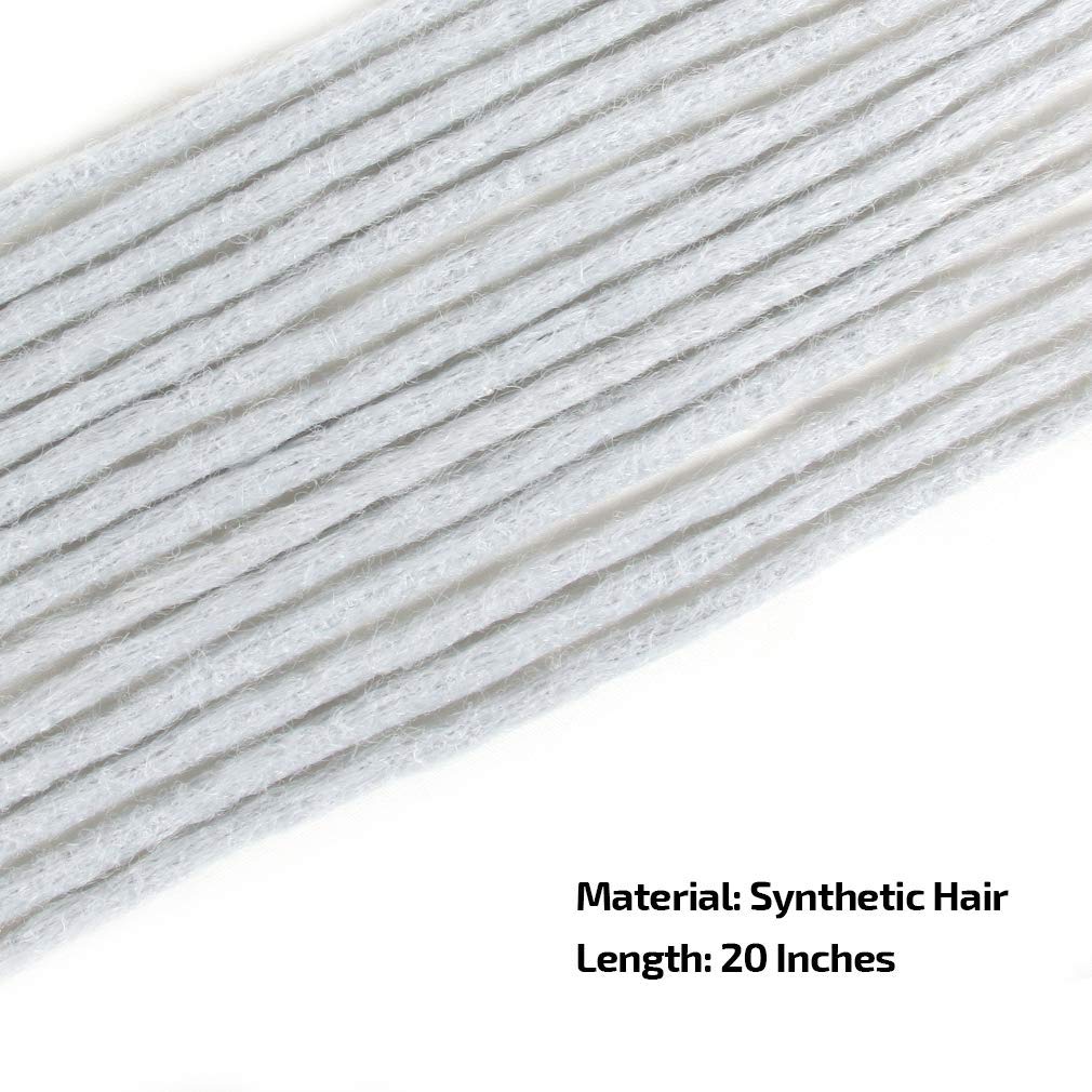 AOSOME 20inch Pack of 20 Crochet Dreadlock Hair Extensions Handmade Synthetic Hair Reggae Hair, Light Grey Color: Light Grey-20''