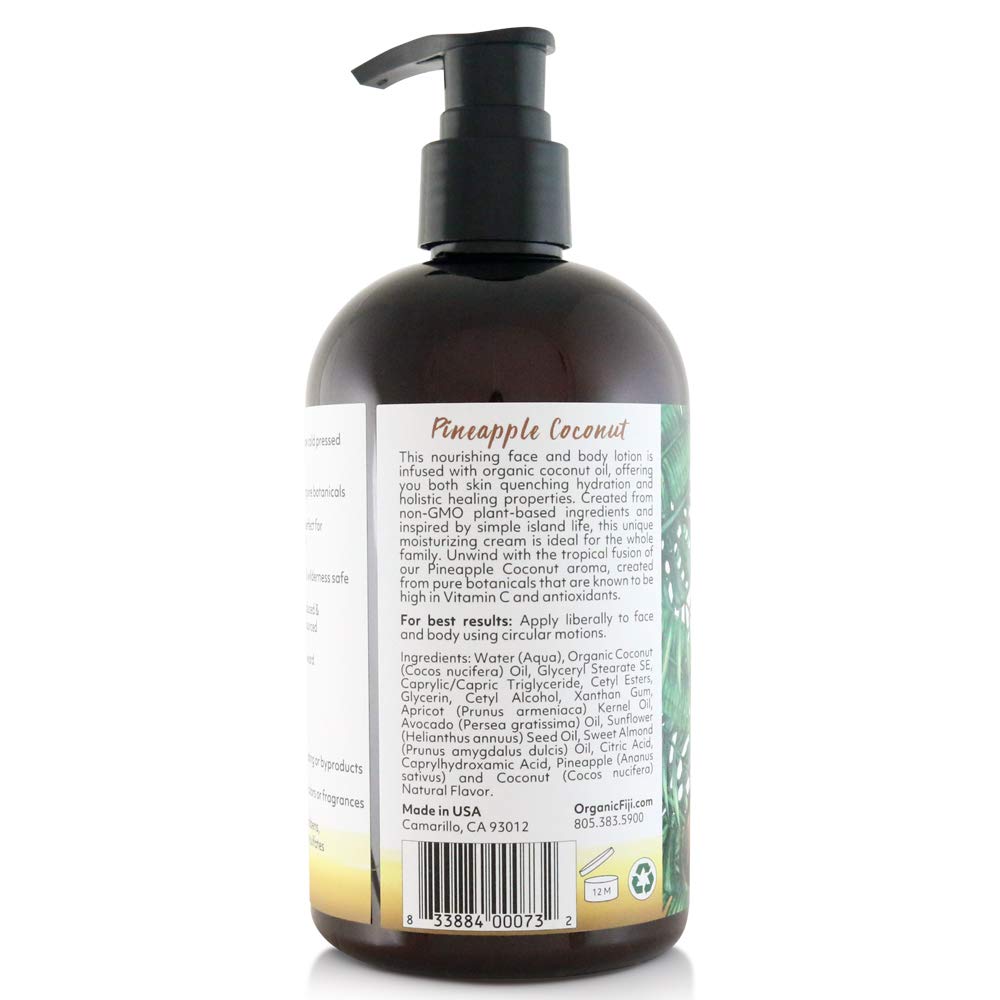 Organic Fiji Nourishing Face & Body Lotion, Pineapple Coconut, 12-Ounces by Organic Fiji