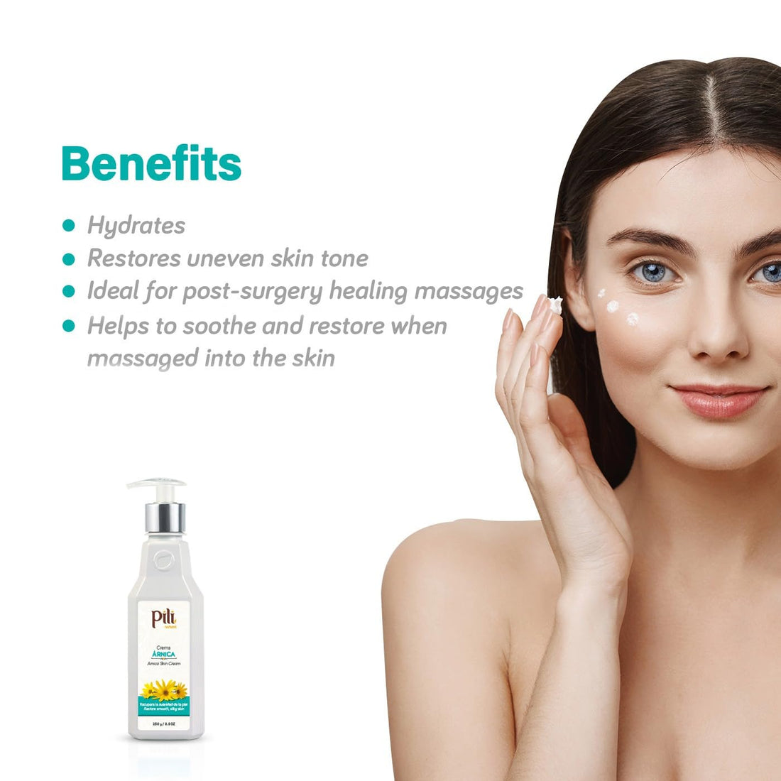 Pili Natural Arnica Cream - Restore Smooth Silky Skin - Crema de Arnica -Bottle 8.4 oz