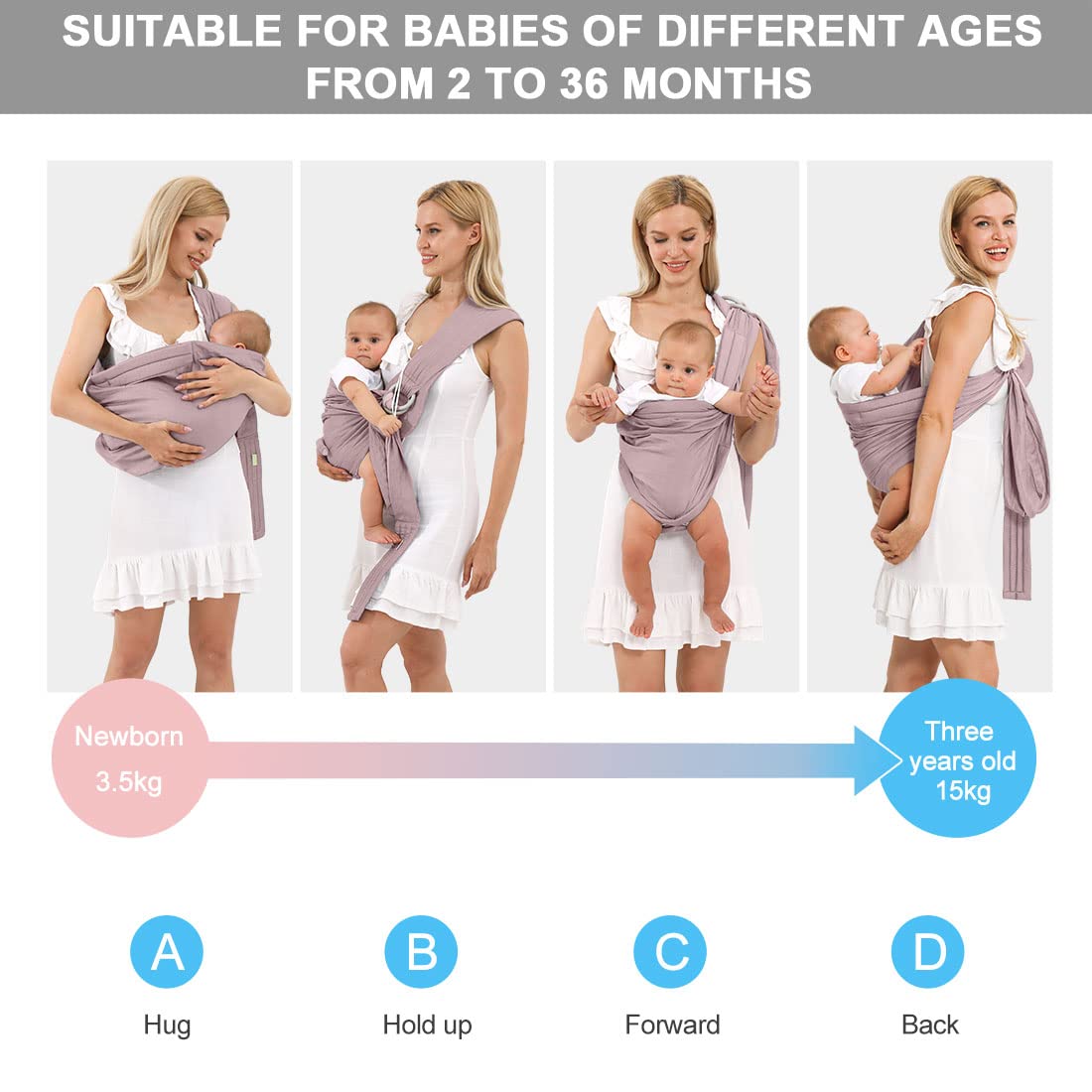 Baby Carrier-Baby Wraps Carrier-Baby Sling,Soft Adjustable Ring Slings for Newborns Infants, Breathable Multi-Functional Sling for Mom&Dad Support Babies Under 36lbs-Pink