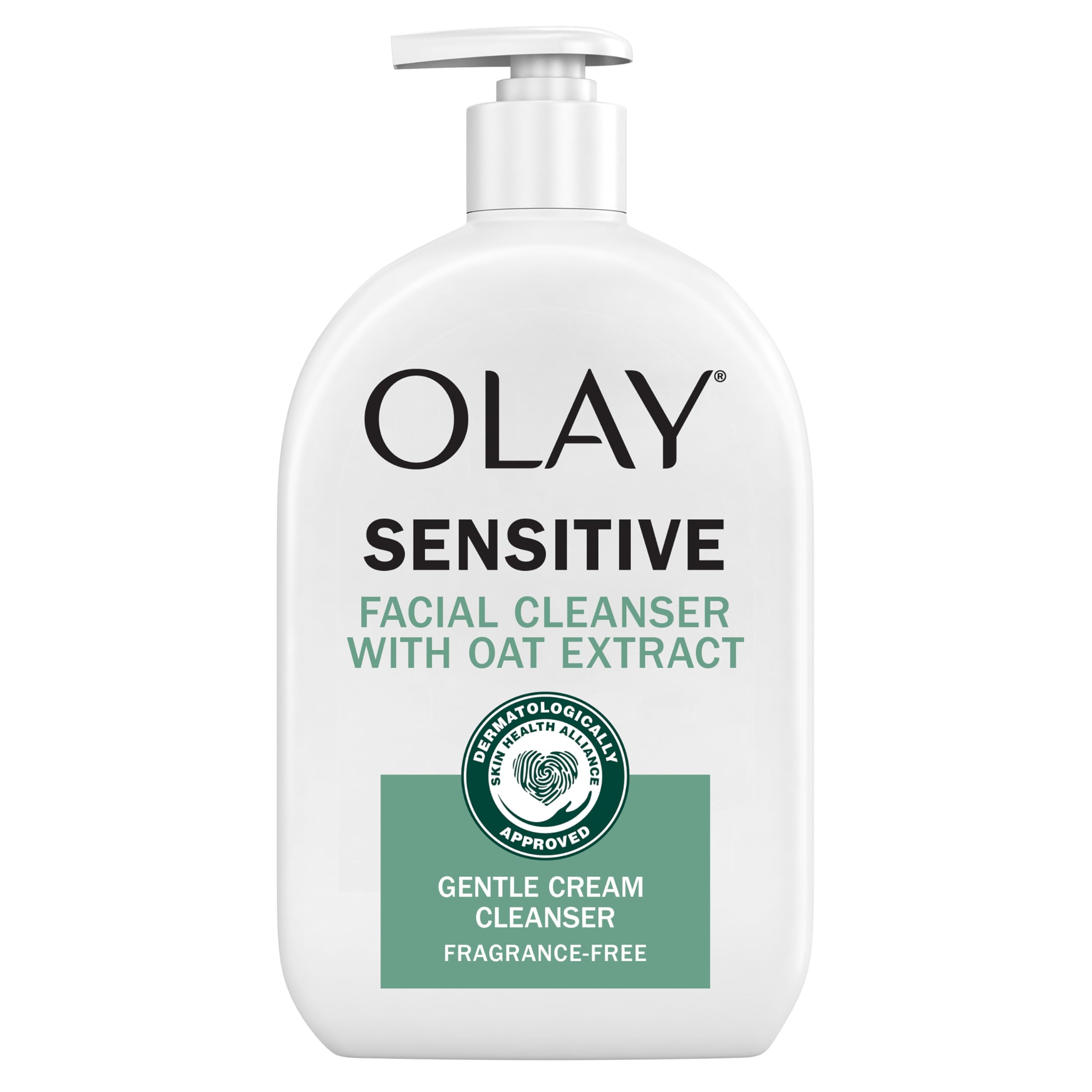 Olay Sensitive Facial Cleanser with Oat Extract Gentle Cream Cleanser, 16 fl oz
