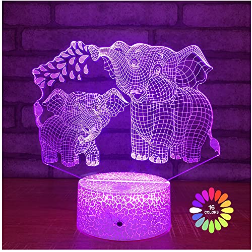 Elephant 3D Night Light for Kids 3D Lamp with 16 Colors Changing Remote Control Elephant Toys 10 9 3 5 2 8 1 7 6 4 Year Old Girls Women Baby Boys Gifts (Elephant)