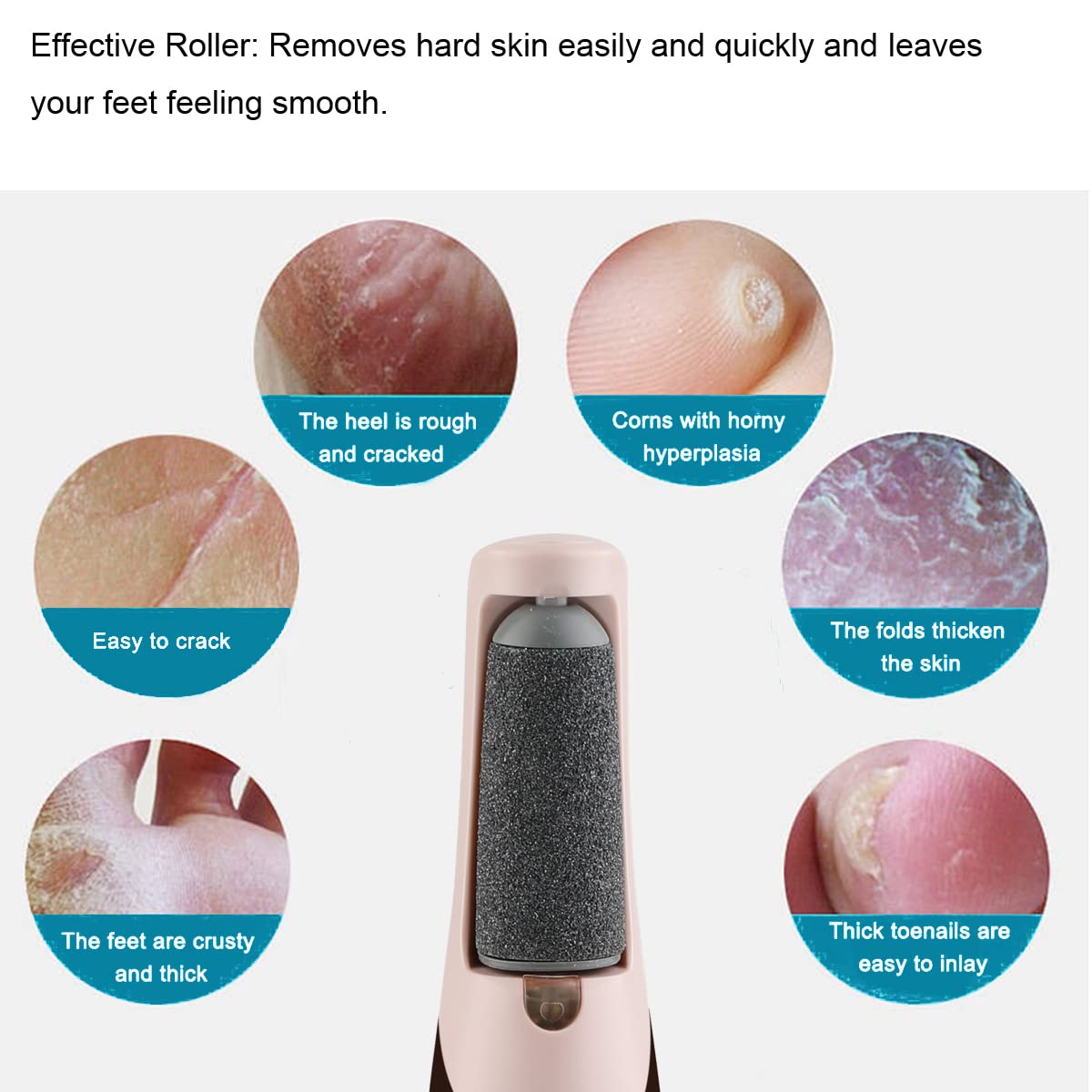 GOMINYUF 10 Pcs Replacement Roller Refills Compatible with Finishing Touch Flawless Pedi Electric Tool File include a cleaning brush