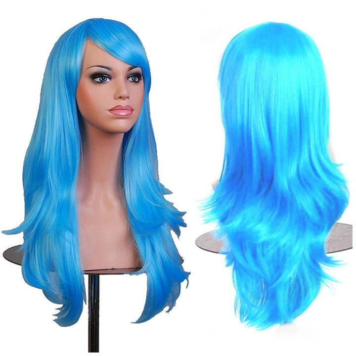 AneShe Wigs 28 Long Wavy Hair Heat Resistant Cosplay Wig for Women (Light Blue)