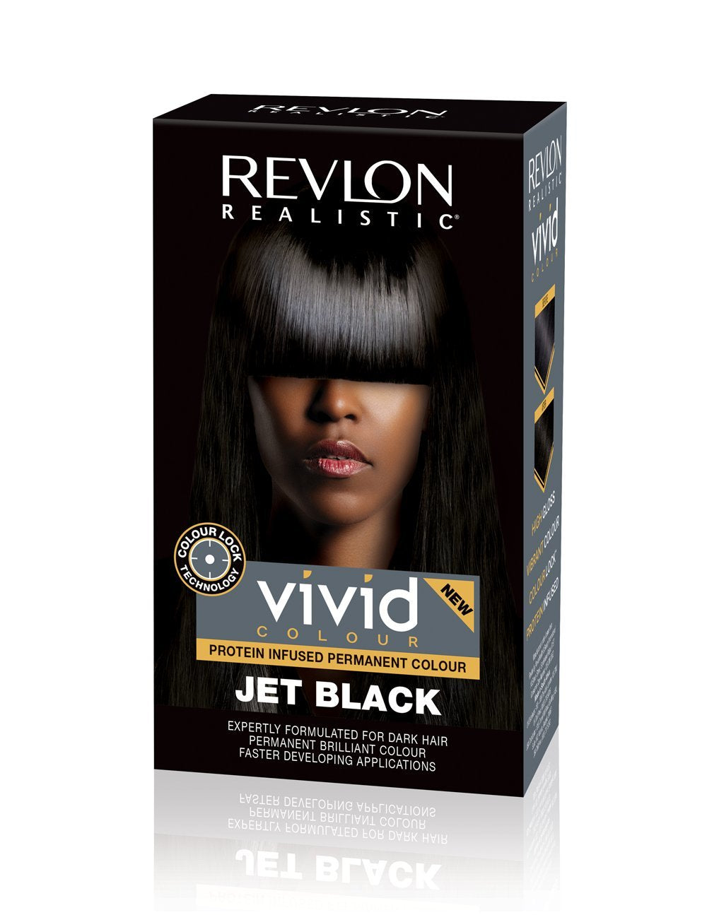Revlon Realistic Vivid Colour Protein Infused Permanent Color Hair Dye with Color Lock Technology, Jet Black 110ml