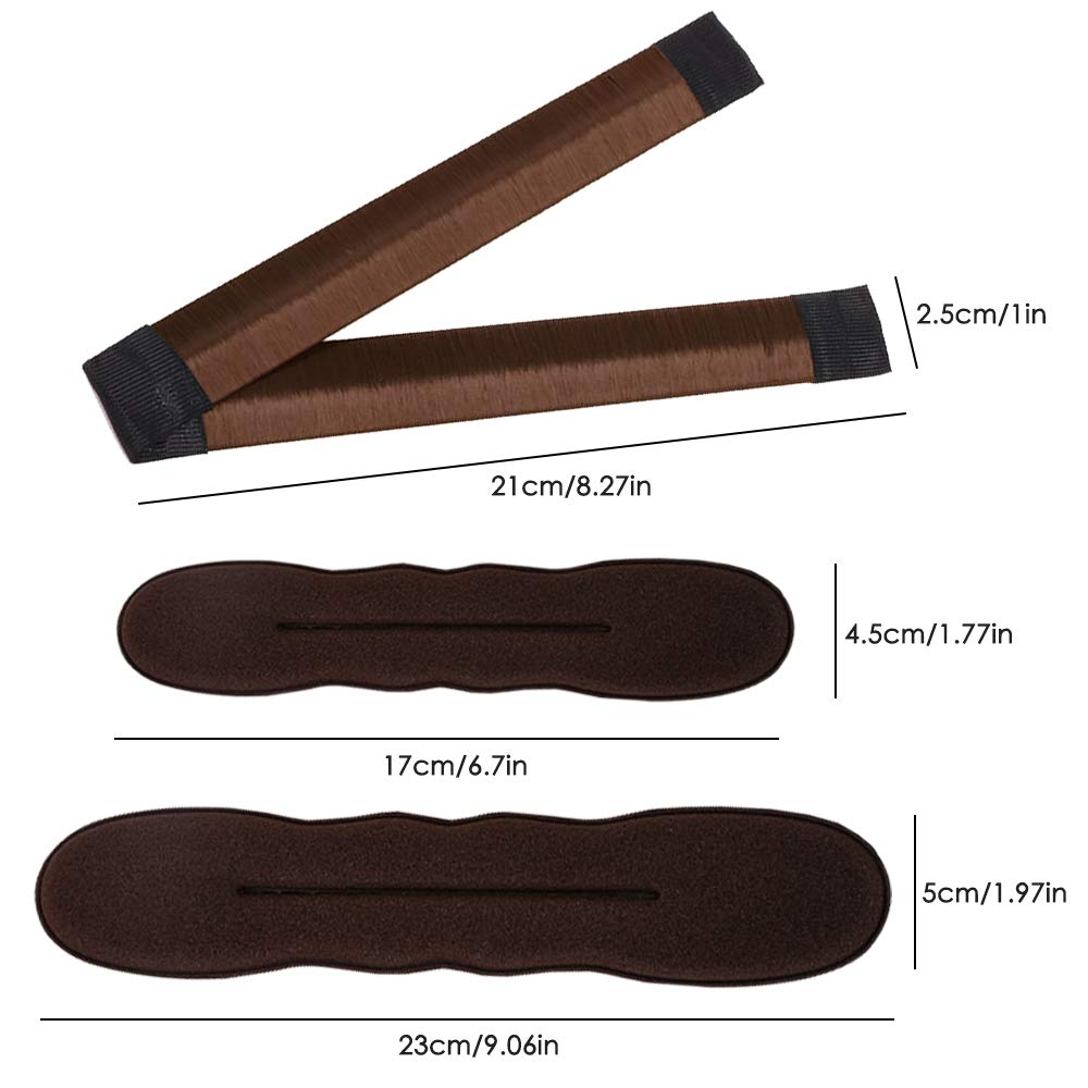 3 Pack Magic Bun Maker,YuCool Mini Buns Maker Donut Thin Hair Ballet Bun Maker Easy Tool Kids Hair Shaper with 4 Pack Foam Sponge Bun Maker(2 Small,2 Large) Hair Accessories-Brown