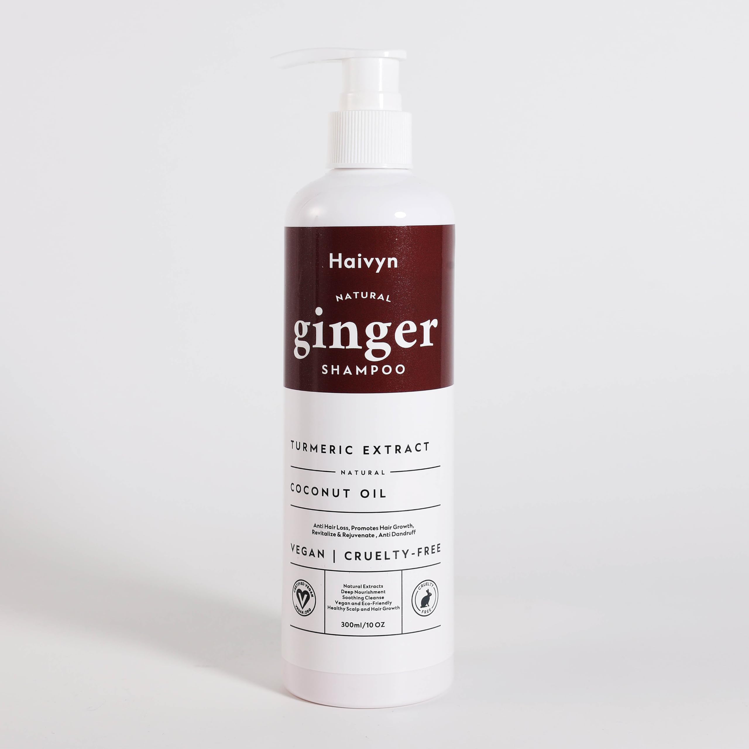 HAIVYN NATURAL GINGER SHAMPOO - REVITALIZING SCALP NOURISHMENT WITH TURMERIC, COCONUT OIL, AND CITRUS EXTRACTS, 300ML / 10 OZ
