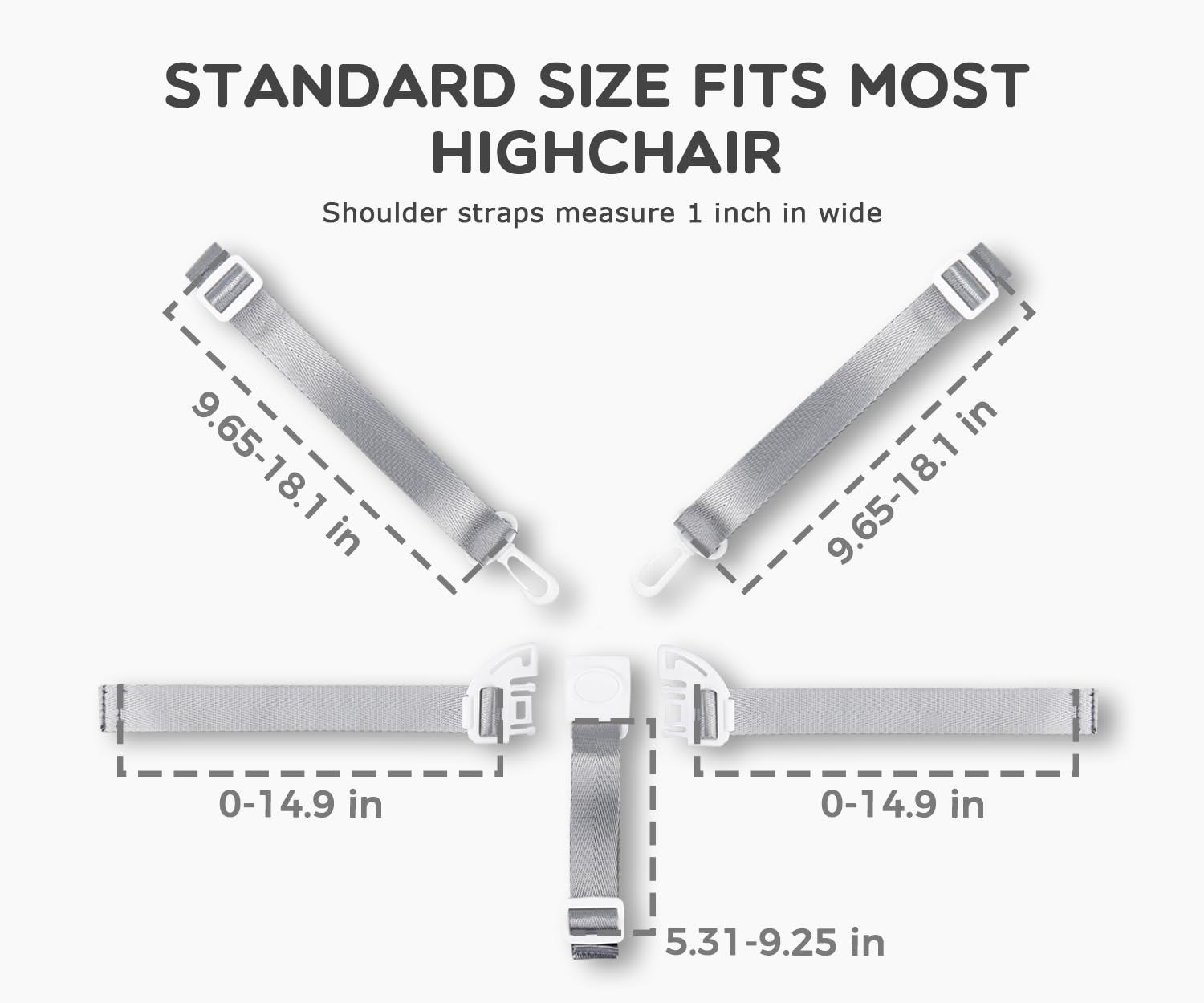 Minnebaby High Chair Straps, Replacement 5 Point Harness Straps for High Chair