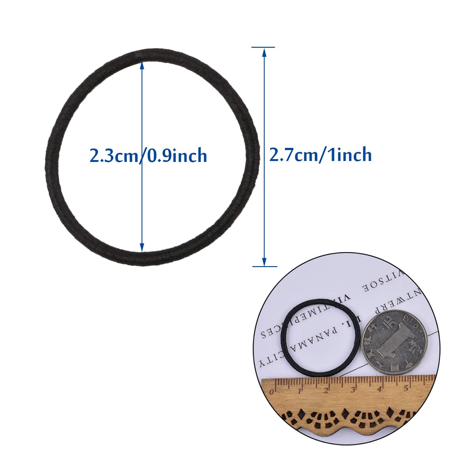 Black: Driew Hair Tie For Kids Black Pack Of 200, Mini Tiny Ponytail Holder For Baby Toddler Girls Soft Elastic Rubber Bands Black