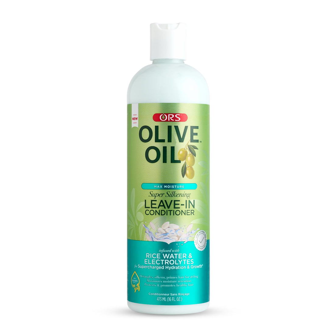 ORS Olive Oil Max Moisture Leave-In Conditioner with Rice Water and Electrolytes for Supercharged Hair Hydration 16.0 Ounce (1)