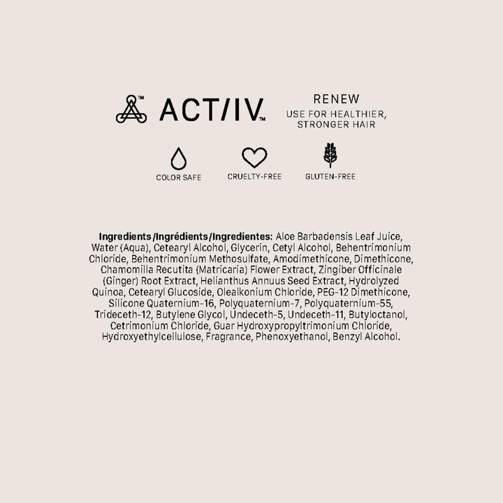 ACTIIV Renew Conditioner | Improves Hair’s Appearance, Supports Optimal Hair Care, Hydrates And Strengthens Hair, Plant-Derived Formula, Color-Safe, Vegan, Suitable For All Hair Types