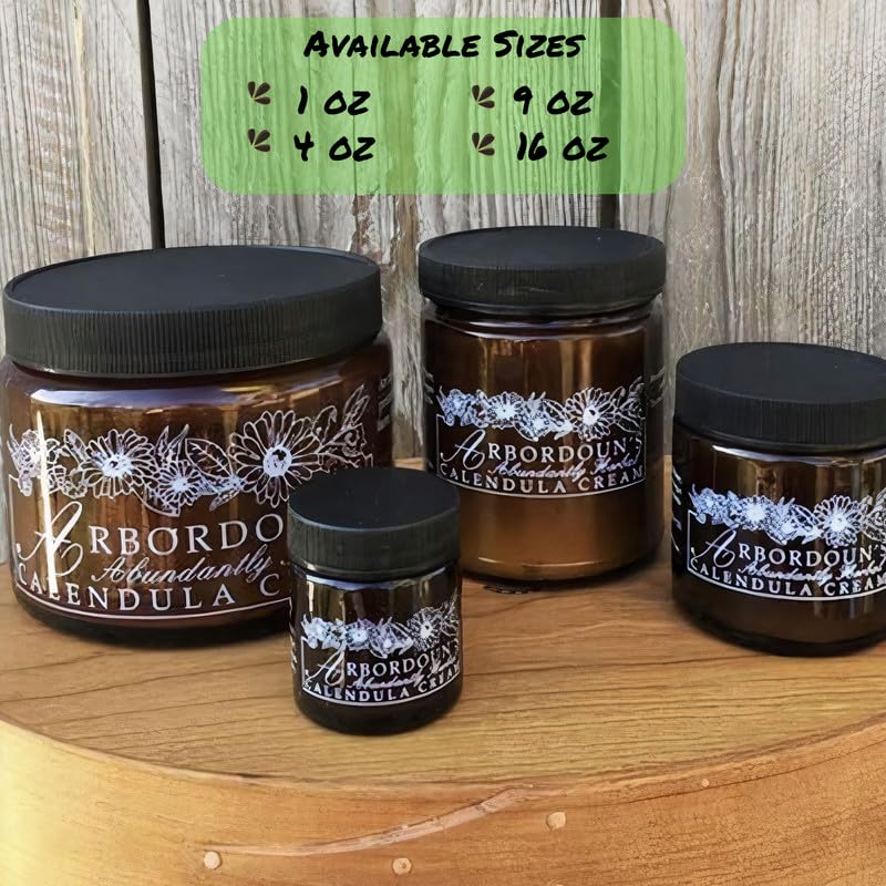 Calendula Cream 9oz Amber Jar Contains Comfrey, Oregon Grape, Aloe, Beeswax. Tattoo Aftercare Kit Essential. Soothing Eczema Salve. Home Grown and Hand Poured Since 1984