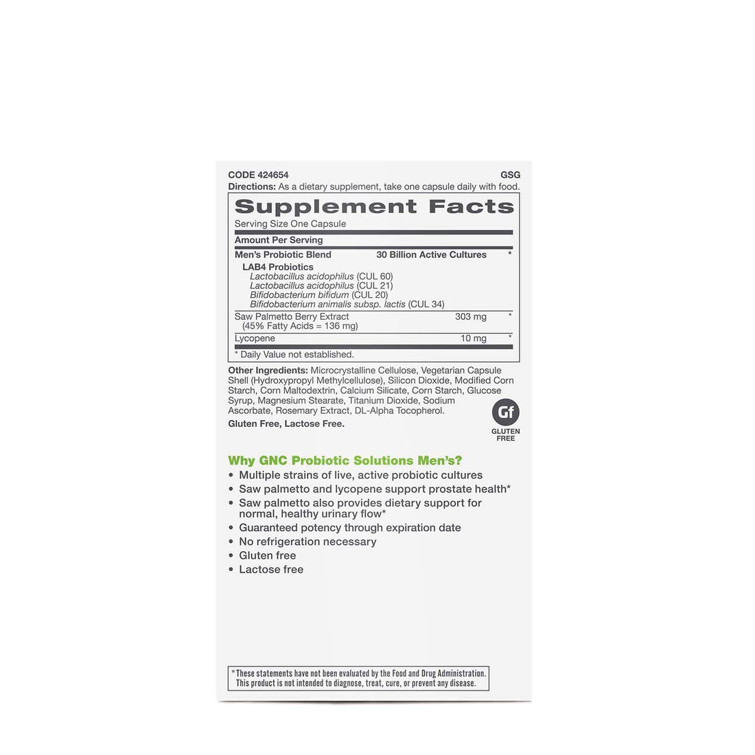 GNC Probiotic Solutions Men's | Clinically Studied Multi-Strain for Men, Supports Digestive and Immune Health, Vegetarian | 30 Capsules