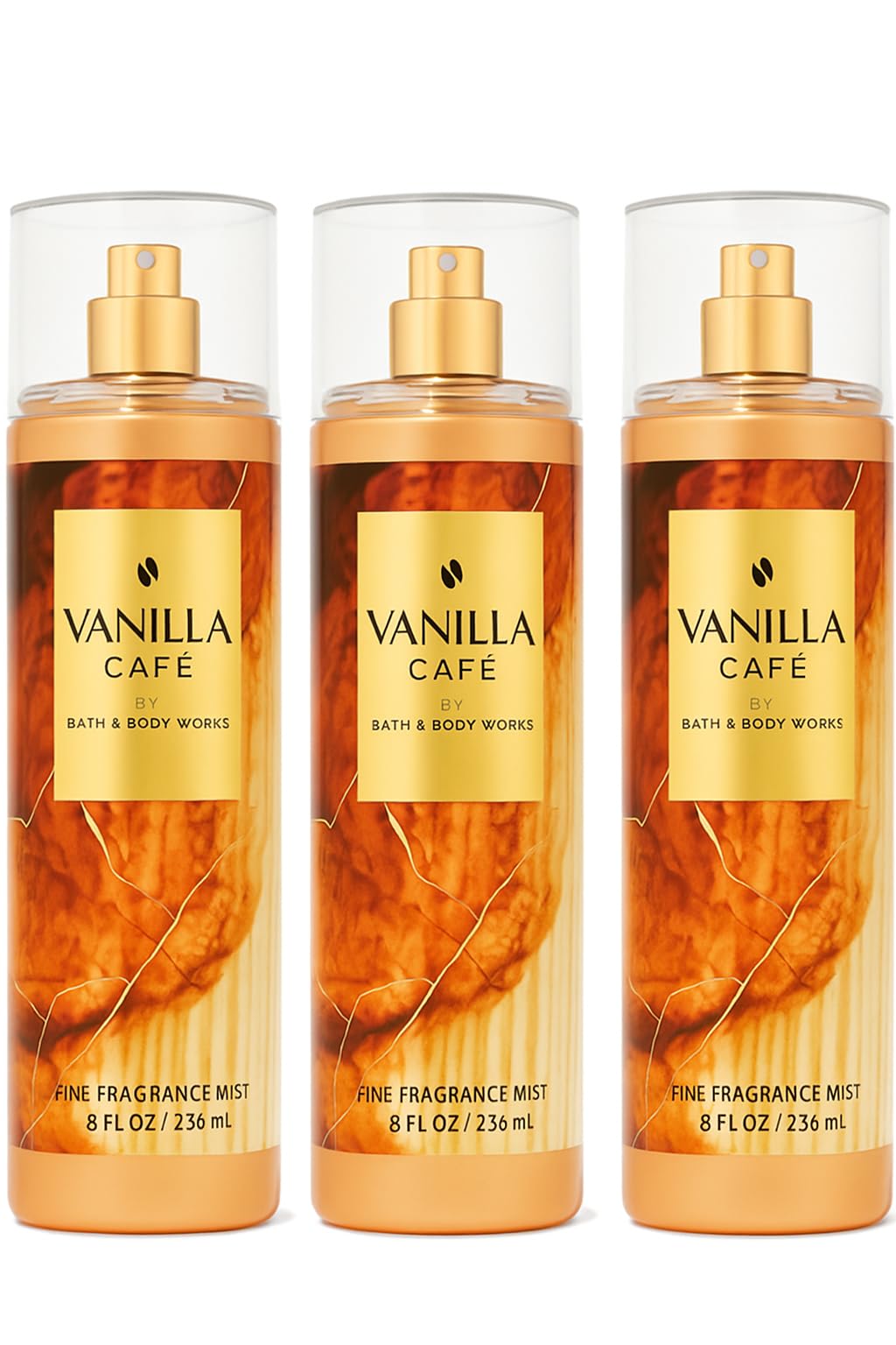 Bath & Body Works Vanilla Café Fine Fragrance Mist – 3 Pack, 8 fl oz Each | Warm Vanilla, Coffee & Creamy Musk Scent