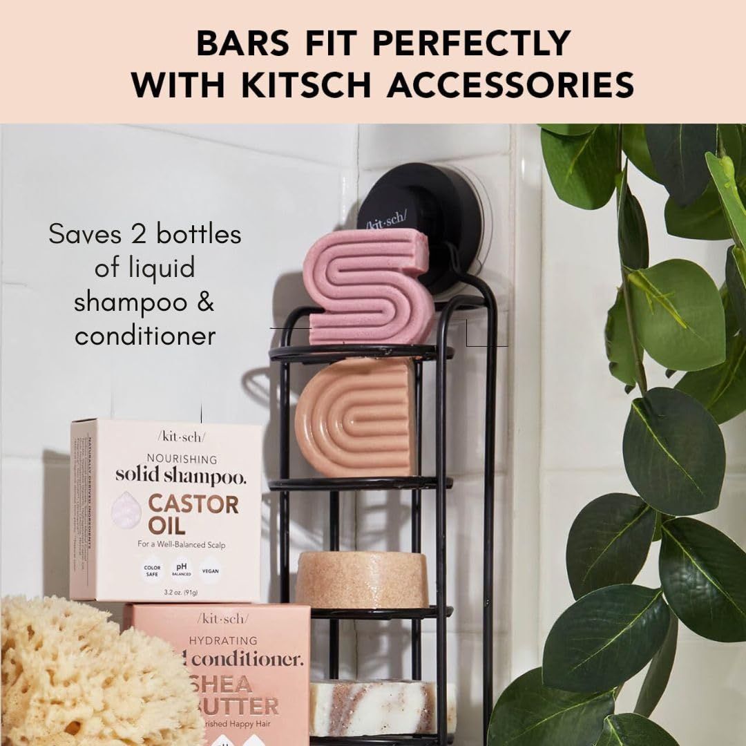 Kitsch Castor Oil Shampoo Bar Soap for Hair Care - Hydration & Moisturizing - Organic Castor Oil for Dull & Dry Hair, Strengthens & Moisturizes, Vegan, Paraben-Free, Made in USA, 3.2oz