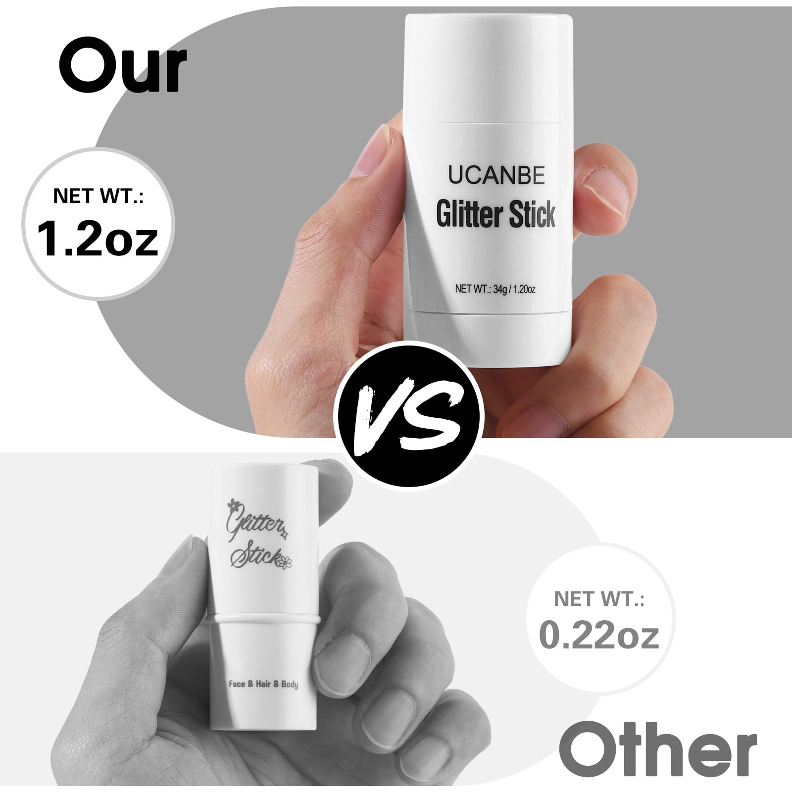 UCANBE Green Body Glitter Stick for Singer Concerts Music Festivals, Face Glitter Makeup for Face Body Hair Eyes & Lips, Chunky Glitter Sparkling Mermaid Sequins for Women 1.2OZ