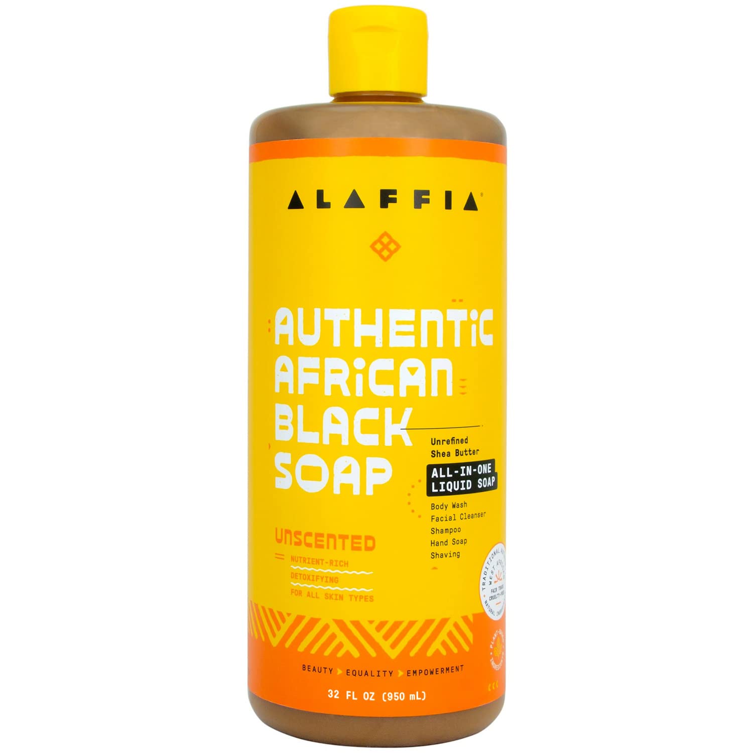 Alaffia - Authentic African Black Soap, Unscented, 32 Ounces