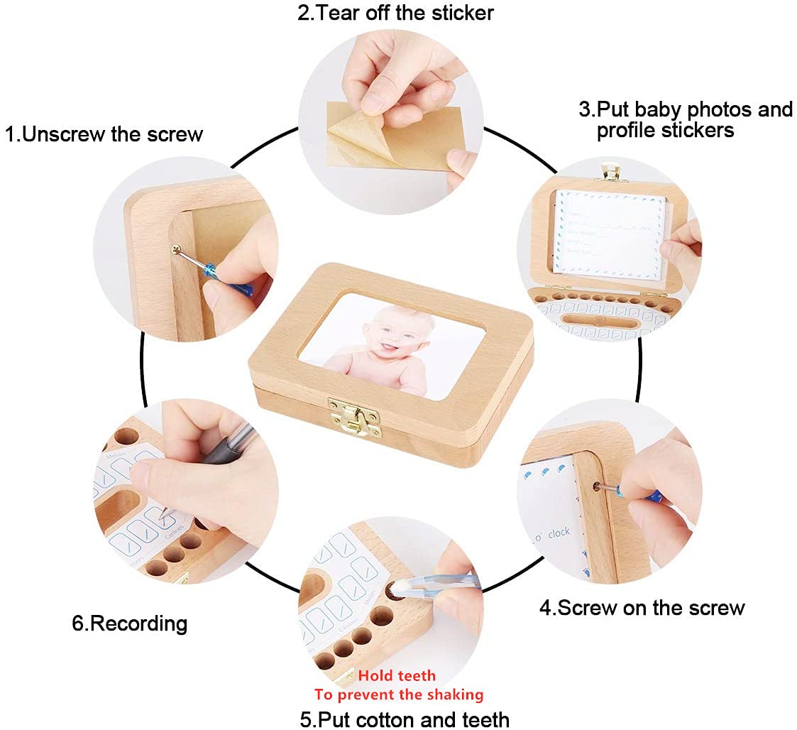 Janice Life Baby Tooth Keepsake Box, Wooden Tooth Fairy Box, Classic, Dark Burlywood, 5.51 x 4.29 x 1.22 Inches