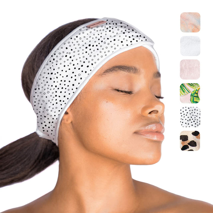 Kitsch Spa Headbands for Women- Makeup Headband, Headbands for Washing Face and Facial Headband with Ponytail (Mini Dot)