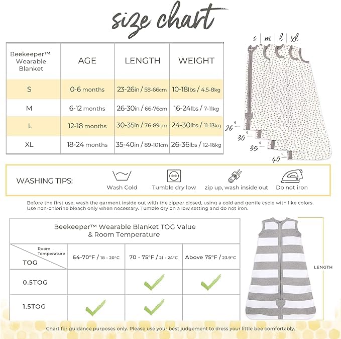 Burt's Bees Baby Unisex Beekeeper Blanket, 100% Organic Cotton, Swaddle Transition Sleeping Bag Wearable, Rugby Stripe Heather Grey, Medium US