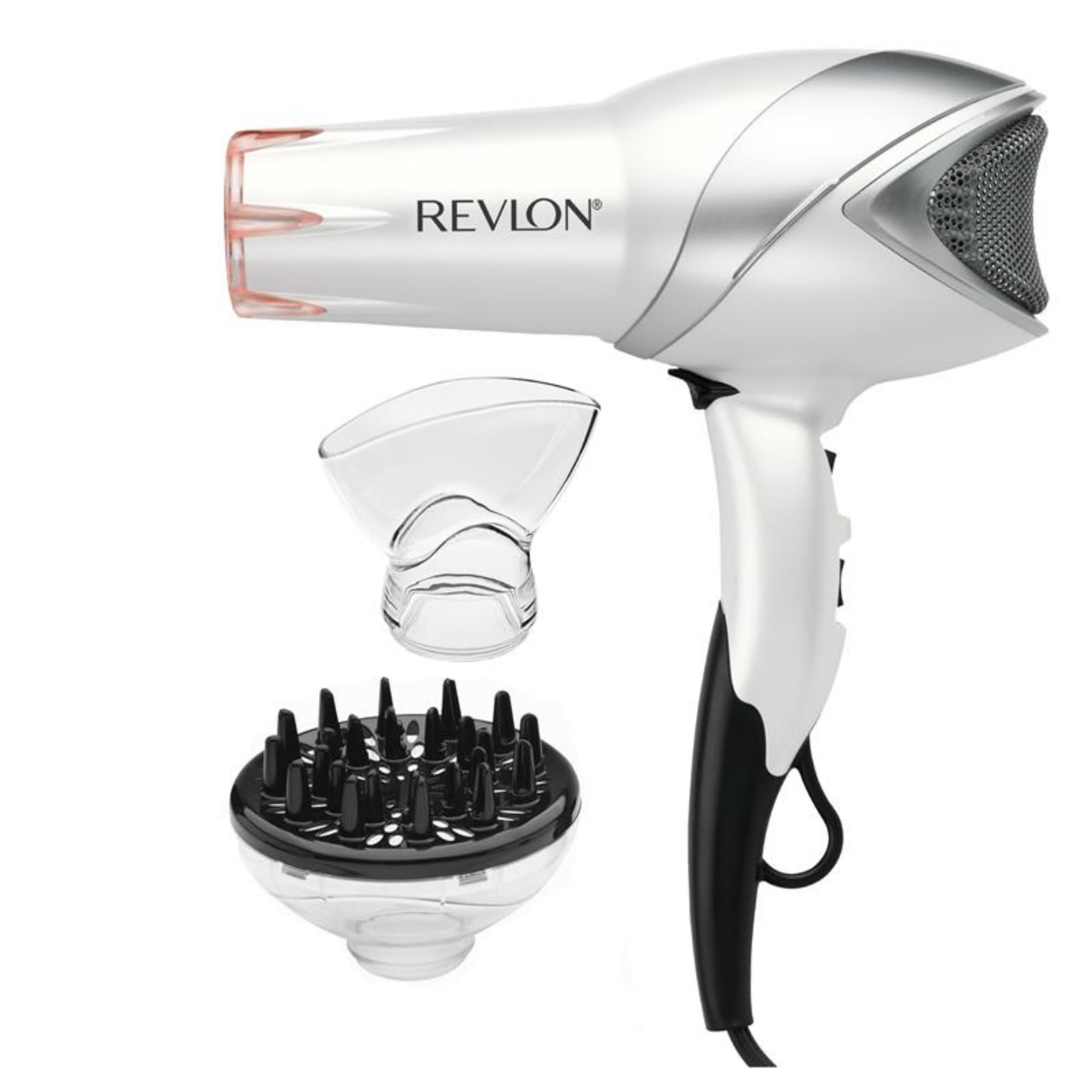 REVLON Infrared Hair Dryer with Diffuser - Ionic Blow Dryer, Diffuser, and Concentrator, Infrared Heat Technology to Prevent Over-Drying for Shiny, Soft Hair with Natural Moisture (White)