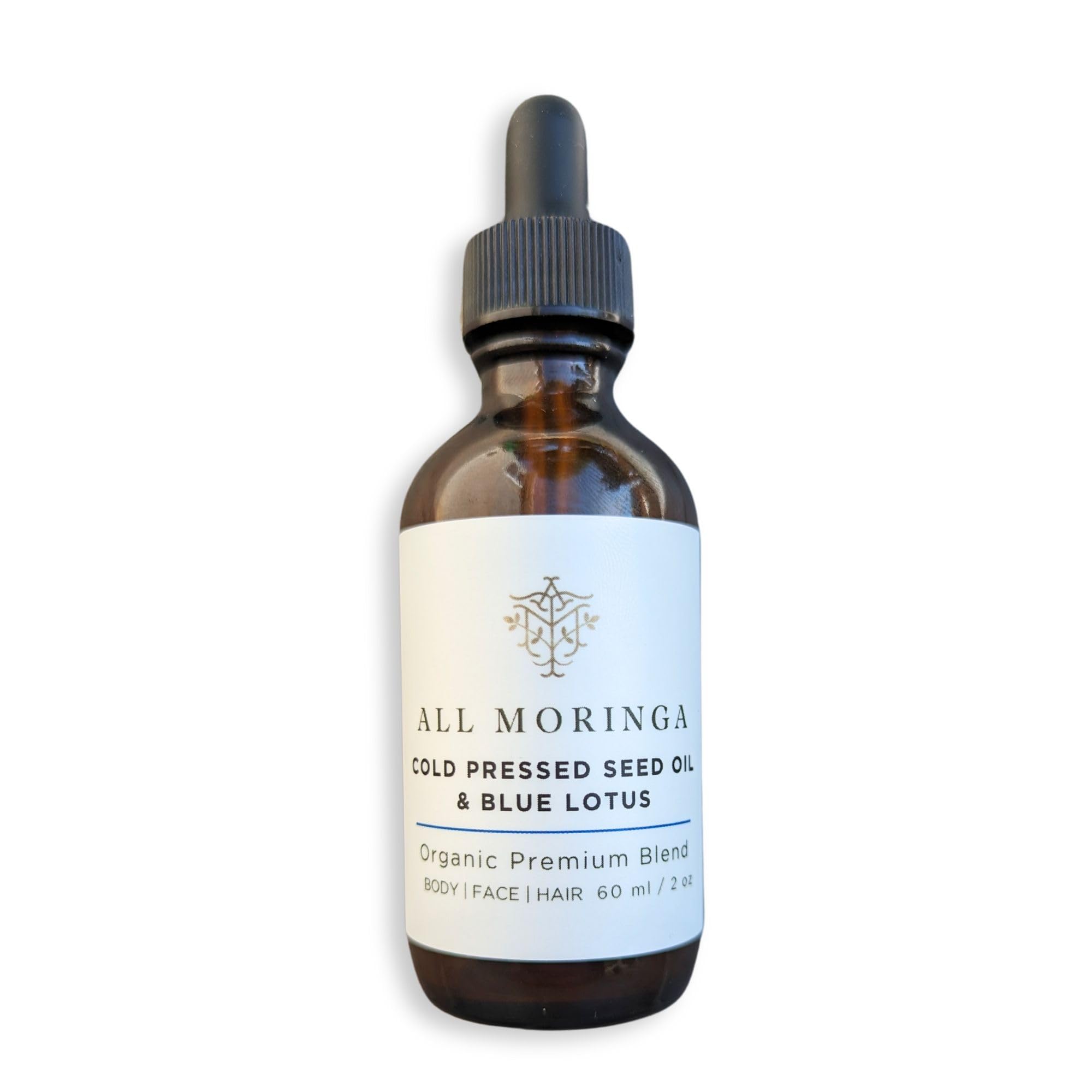A M Organic Pure Cold-Pressed Moringa Seed Oil with Blue Lotus Absolute for Face, Body and Hair