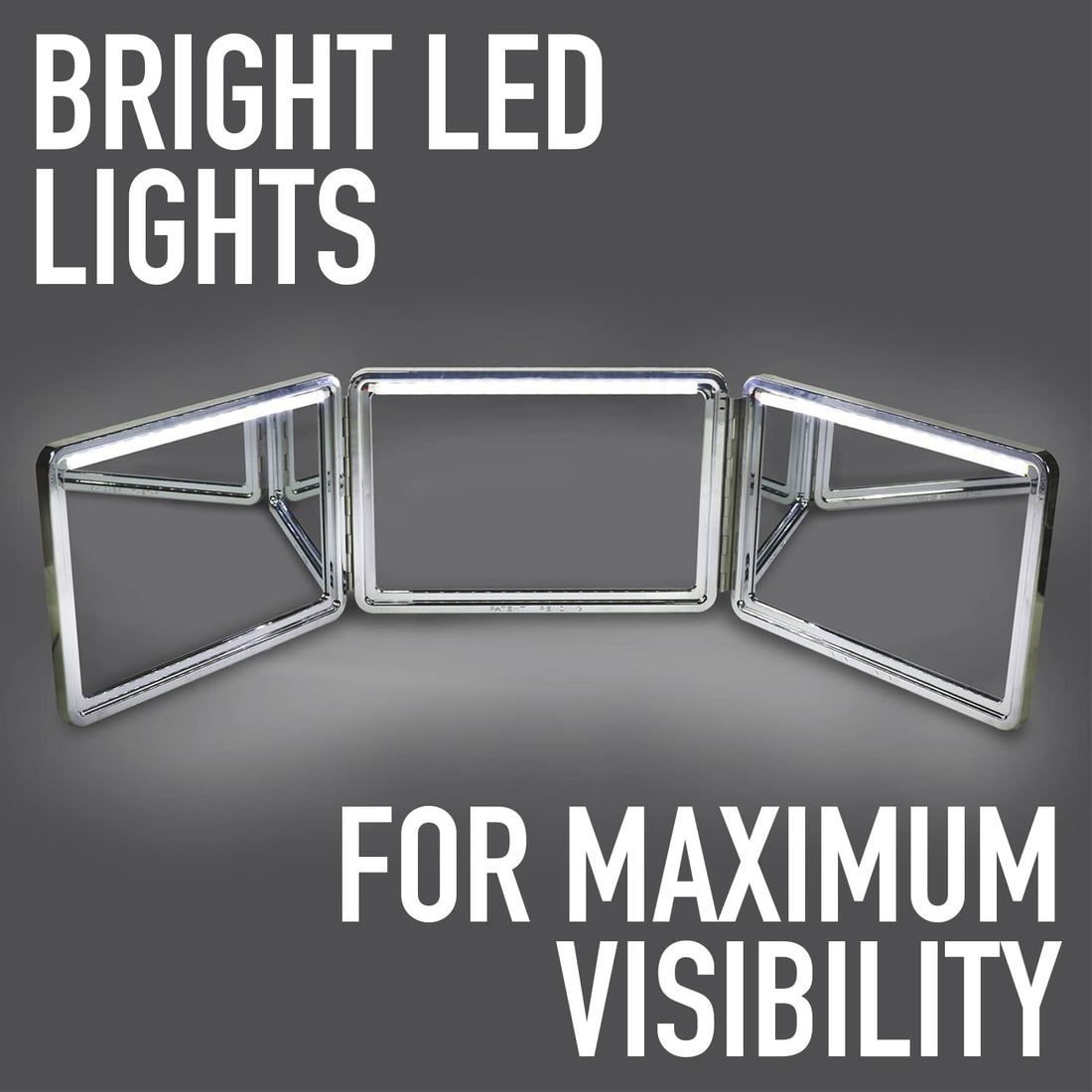 SELF-CUT SYSTEM 2.0 LED Lighted Black Lambo 3 Way Mirror with Educational Mobile App