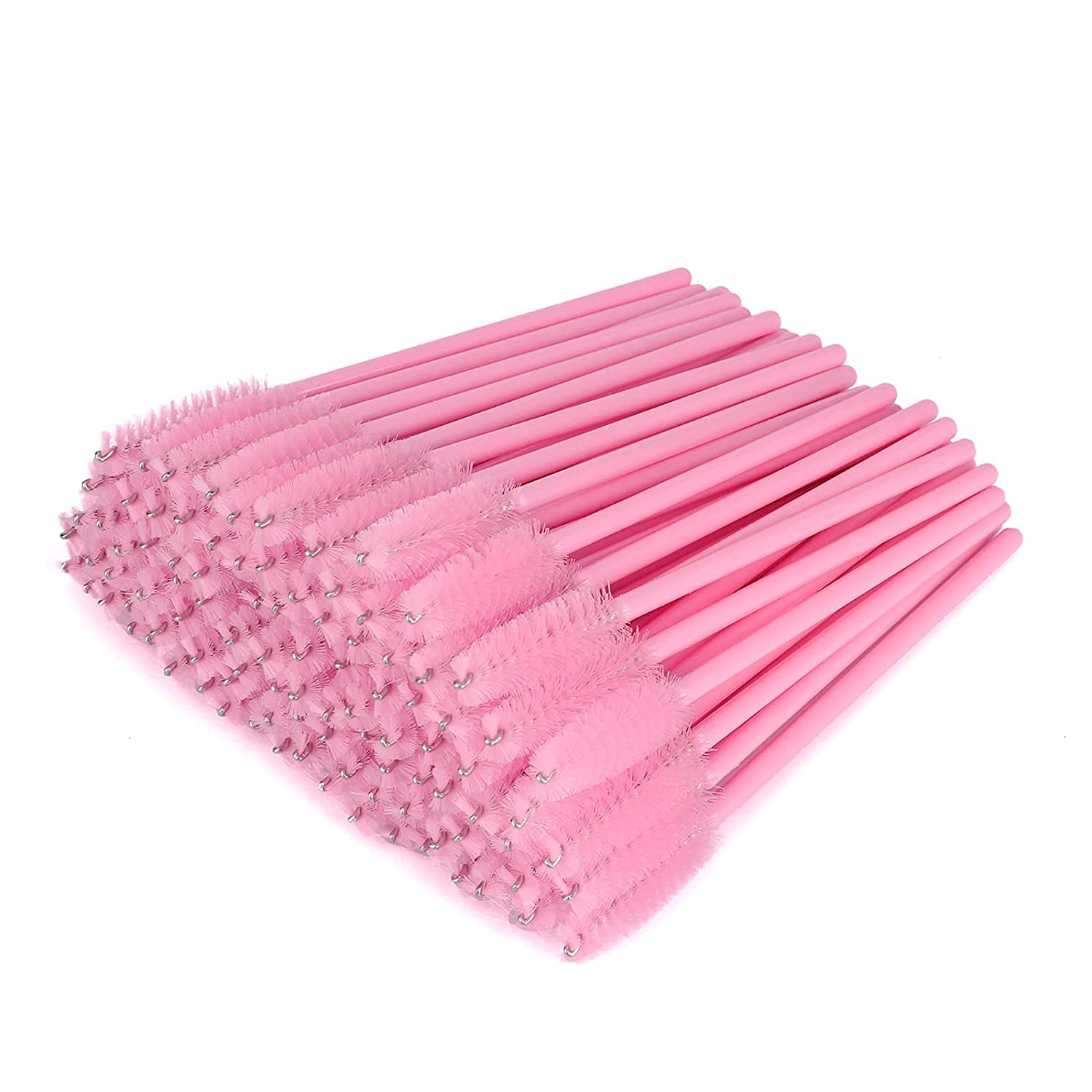 300PCS Disposable Light Pink Eyelash Brushes Mascara Wands Makeup Brush Kit Cosmetic Applicators (50Pcs X 6 Pack)