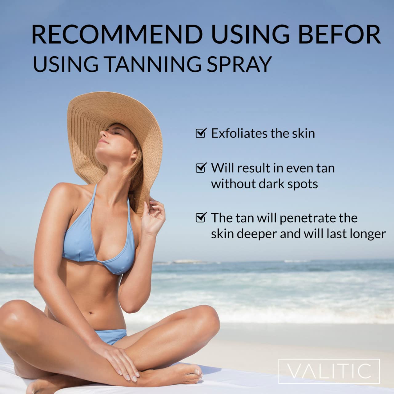 Valitic Exfoliating Glove Body Scrubber - Exfoliating Mitt Dead Skin Remover, Shower Face and Body Exfoliator - Korean Style Skin Scrubber Washcloth - Spray and Self Tan Remover, Pair Black