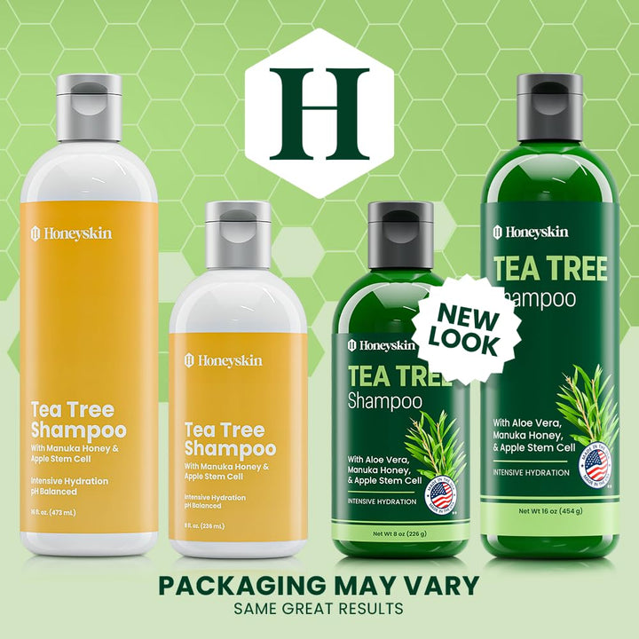 Organic Tea Tree & Mint Shampoo - Hydrating for Damaged, Itchy, Flaky Hair and Dandruff - Sulfate-Free